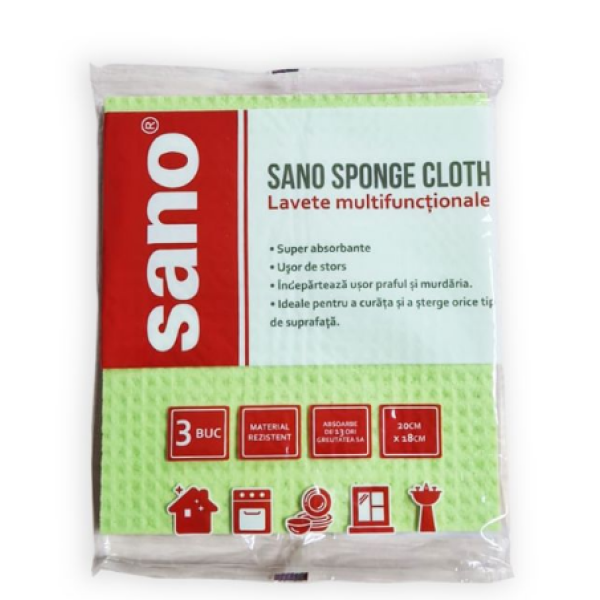 Sano Lavete Umede Multifunctionale 3buc 20x18cm 36/bax Sano Lavete Umede Multifunctionale 3buc 20x18cm 36/bax