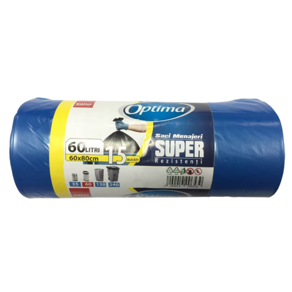 Sano Optima Saci Menaj Super Rezistenti Albastri 60l 15buc/rola 24/bax Sano Optima Saci Menaj Super Rezistenti Albastri 60l 15buc/rola 24/bax