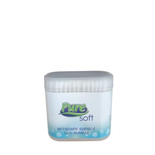 Pure Soft Betisoare Urechi Bumbac 100buc Tub 144/bax
