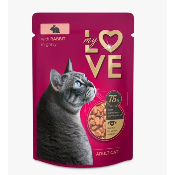 My Love Hrana Umeda Pisici Adulte Iepure In Sos Plic 85gr 24/bax My Love Hrana Umeda Pisici Adulte Iepure In Sos Plic 85gr 24/bax