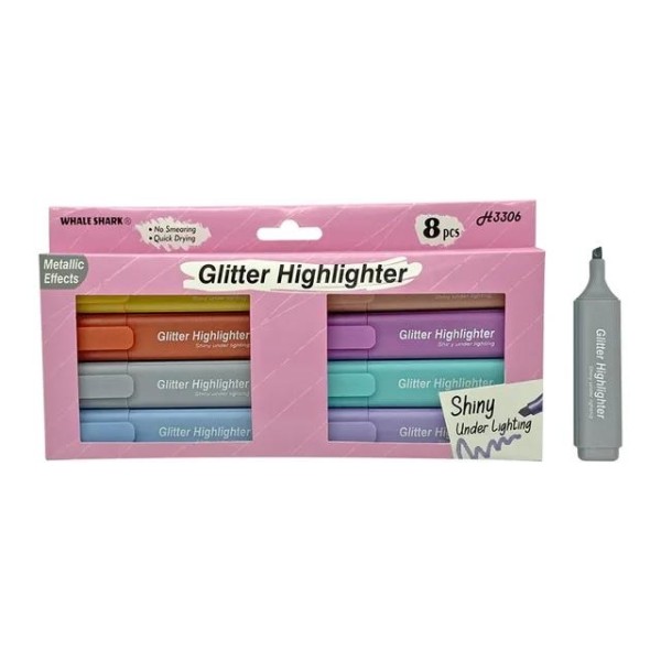 Lve Marker Evidentiator Diverse Culori Cu Glitter 8buc/set 1139-61 120/bax
