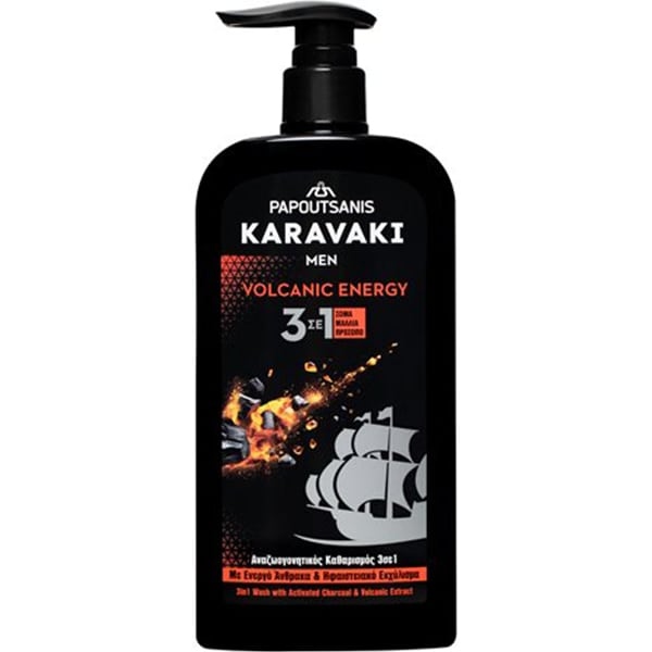 Karavaki Gel De Dus & Sampon 3in1 Men Volcanic Energy 550ml 12/bax