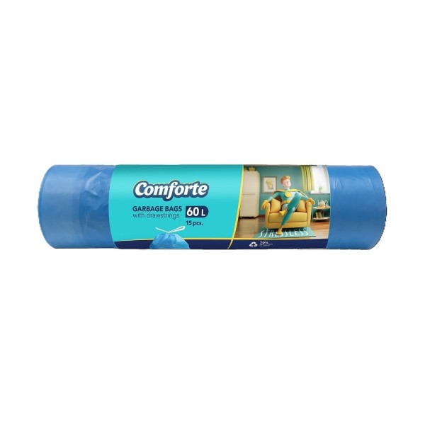 Comforte Saci Menaj Snur Albastri 60l 15buc/rola 36/bax