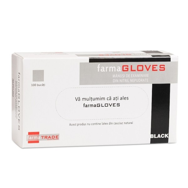 Farma Gloves Manusi Nitril Nepudrate Black S 100buc 10/bax