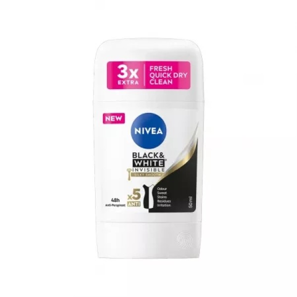 Nivea Stick Women Antiperspirant B&w Silky Smooth 50ml 5buc/set 15/bax