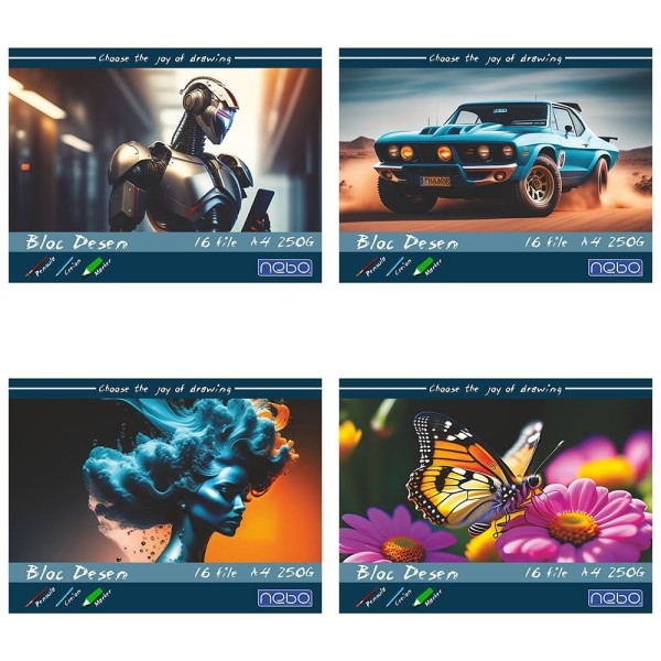 Rb Nebo Bloc Desen A4 16file 250g 10/set (16692)