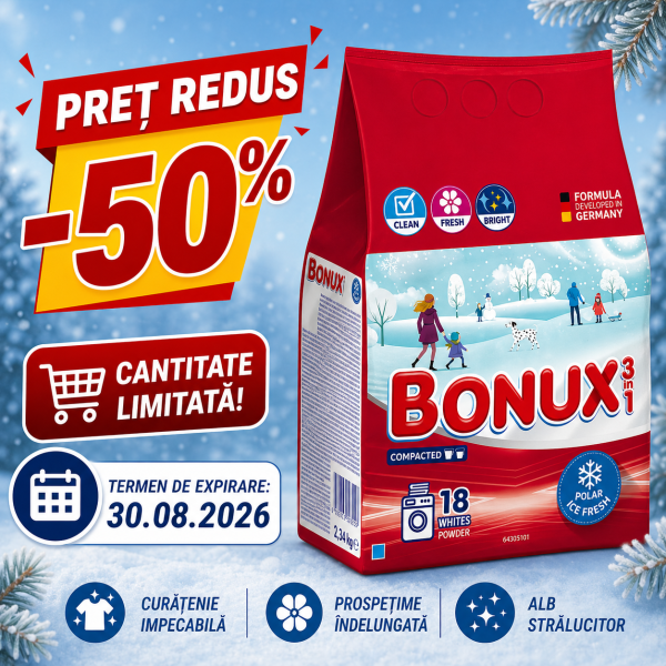 Bonux Detergent Automat Polar Ice Fresh 1.17kg 9/bax
