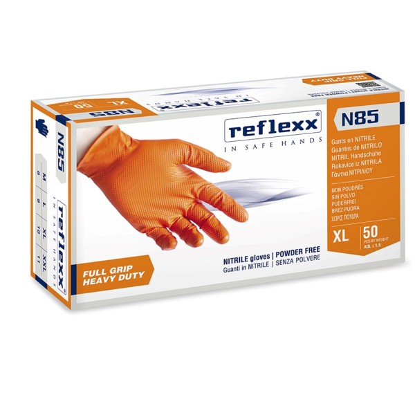 Reflexx Manusi Nitril N85 Nepudrate Portocaliu Xl 50buc 10/bax