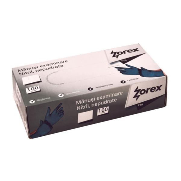 Zorex Pro Manusi Nitril Nepudrate Negre M 100buc 10/bax