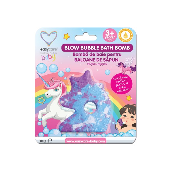 Easycare Baby Bomba Baie Pentru Baloane De Sapun Capsuni Unicorn 3+ani 12/bax