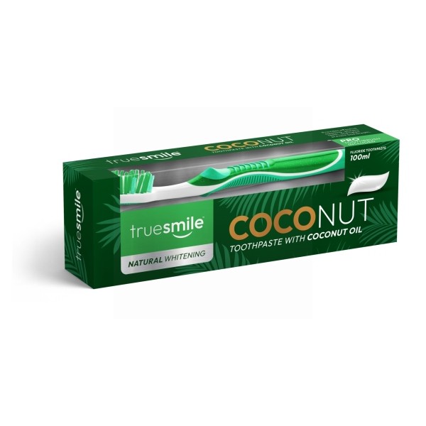 Truesmile Pasta Dinti Coconut Oil+periuta 100ml 12buc/bax