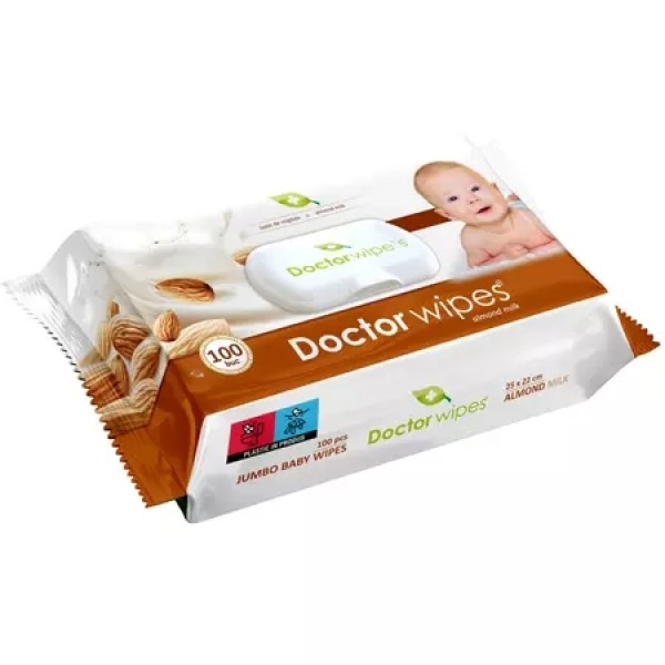 Doctor Wipes Jumbo Servetele Umede Baby Almond 100buc 10/bax Doctor Wipes Jumbo Servetele Umede Baby Almond 100buc 10/bax
