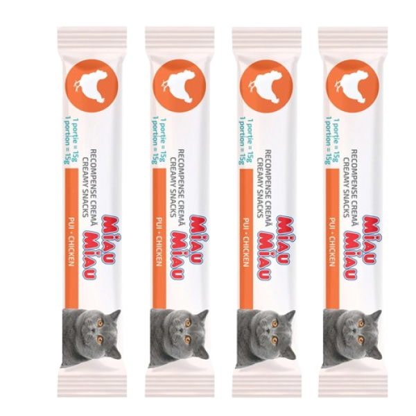 Miau Miau Recompensa Pisici Crema Pui 4x15g 12/bax Miau Miau Recompensa Pisici Crema Pui 4x15g 12/bax