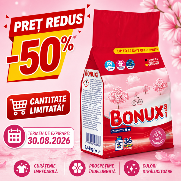 Bonux Detergent Automat Pure Magnolia 2.34kg 5/bax