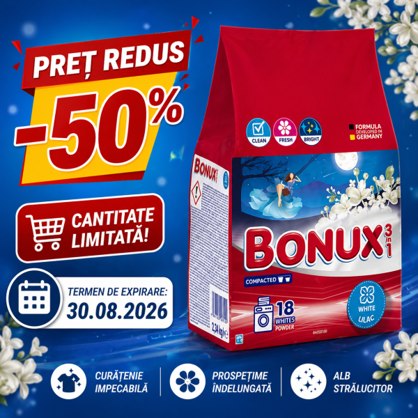 Bonux Detergent Automat White Liliac 1.17kg 9/bax