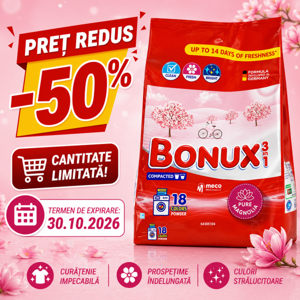 Bonux Detergent Automat Pure Magnolia 1.17kg 9/bax