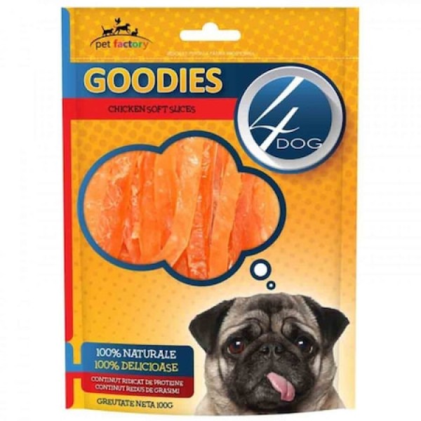 4dog Goodies Chicken Soft Slices 100gr 12/bax