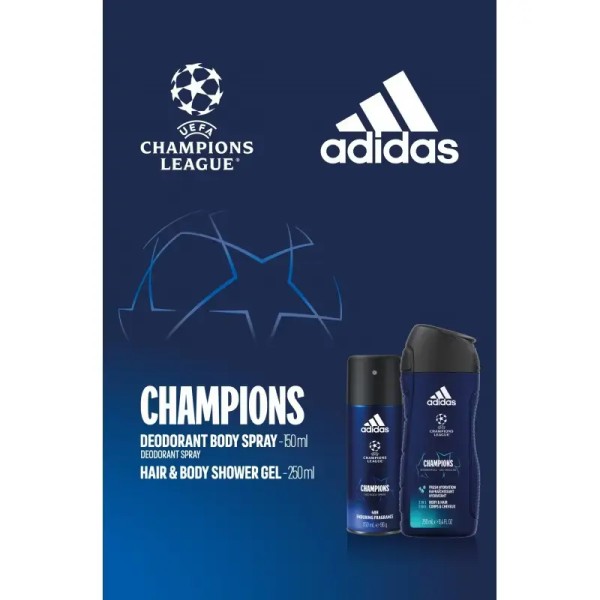 Adidas Set Men Champions (deo 150ml+gel Dus 250ml) 6/bax