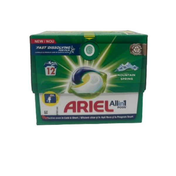 Ariel Detergent Capsule Mountain Spring 12buc Eco Box 4/bax