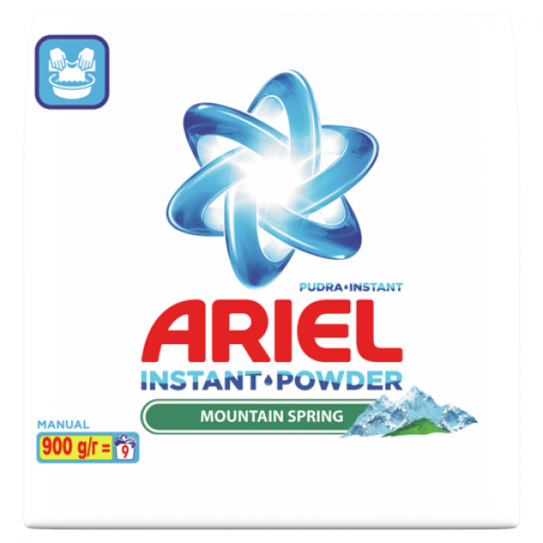 Ariel Detergent Manual Mountain Spring 900gr 12/bax