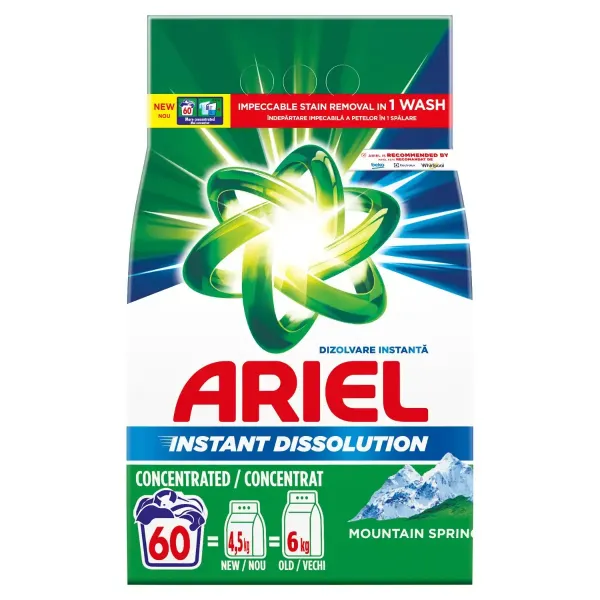 Ariel Detergent Mountain Spring 4.5kg 4/bax