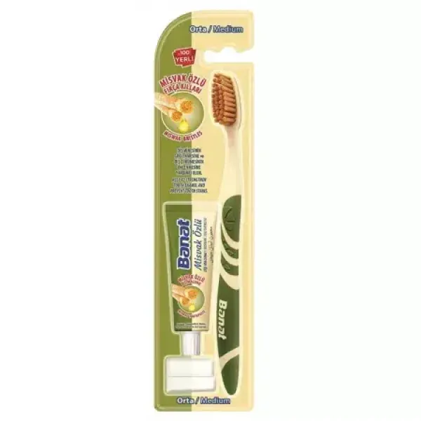 Banat Set Miswak Periuta Dinti Medium+pasta 15ml