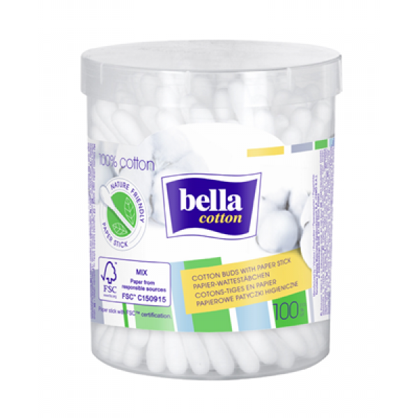Bella Betisoare Urechi Cotton 100buc Tub 36/bax