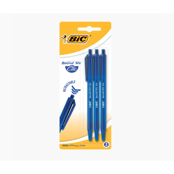 Bic Pix Round Stic Clic Albastru 3buc/set (9278541)