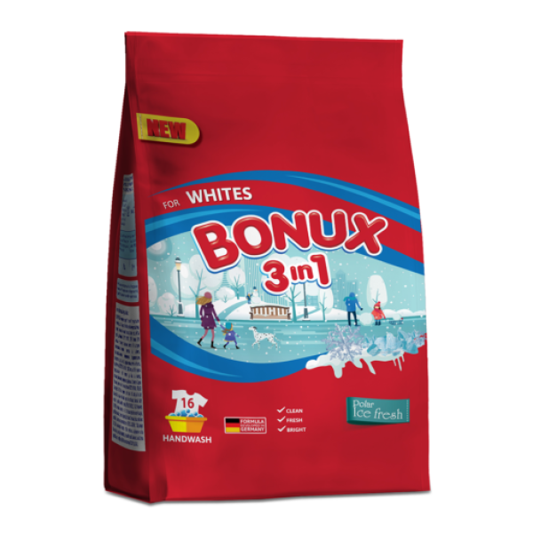 Bonux 3in1 Manual White Ice Fresh 900g 9/bax