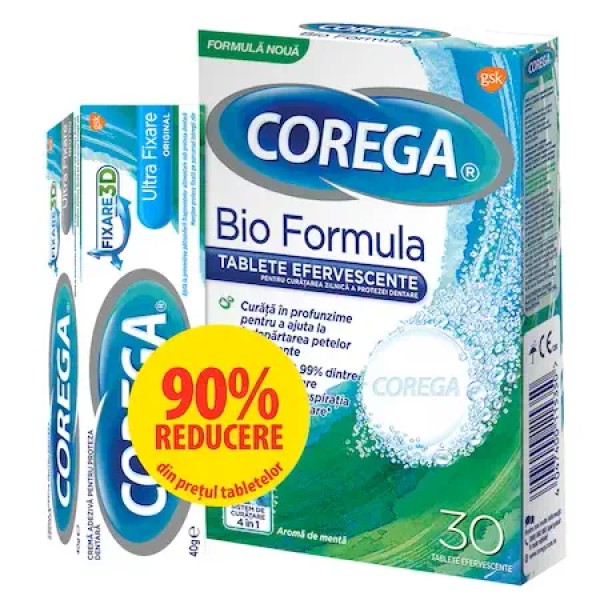 Corega Set Cr Adeziv Pt Ultra Fixare+tabs Bio 40gr 18/bax
