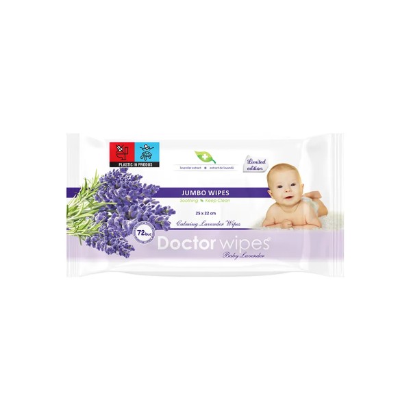 Doctor Wipes Jumbo Servetele Umede Baby Lavanda 72buc 16/bax