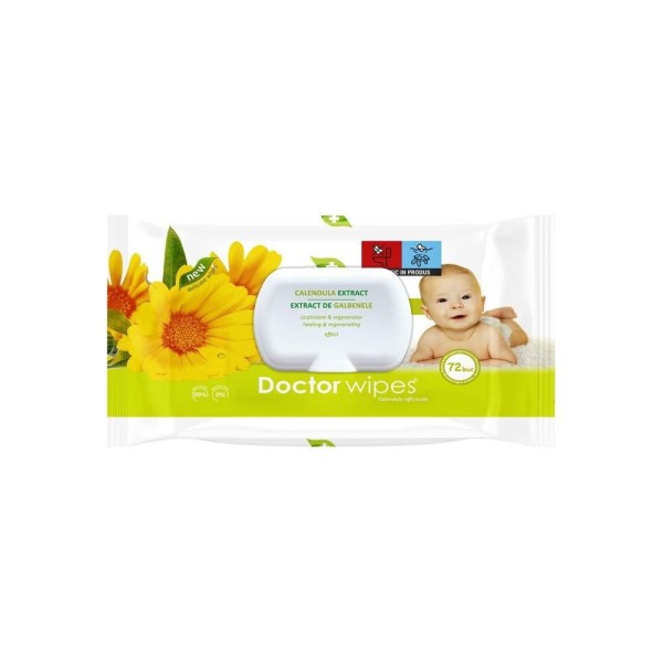 Doctor Wipes Servetele Umede Baby Galbenele Cu Capac 72buc 24/bax