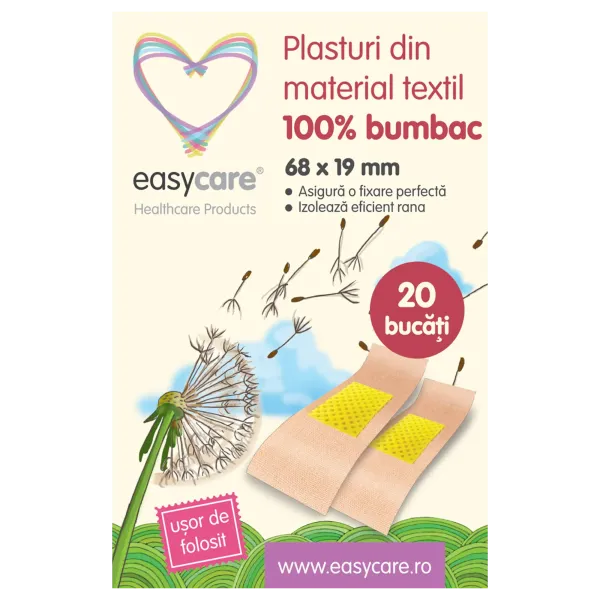Easycare Plasturi Material Textil 100% Bumbac 68x19mm 20buc 10/set