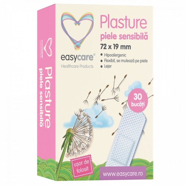 Easycare Plasturi Piele Sensibila 72x19mm 30buc 10/set