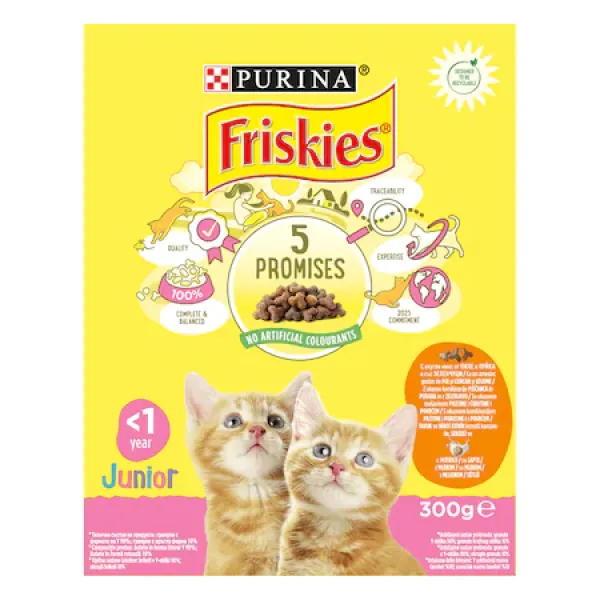 Friskies 5promises Hrana Pisici Junior 1an Pui/curcan/legume 300gr 10/bax