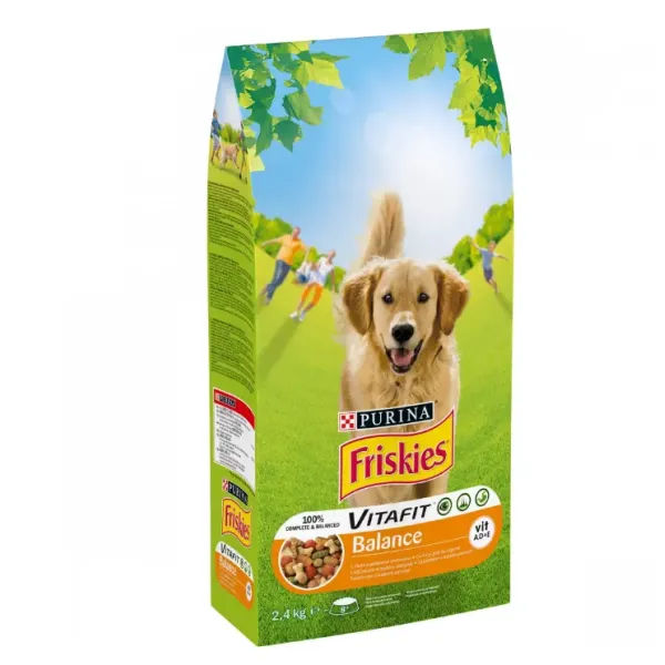 Friskies Hrana Caini Adulti Balance Pui/vita/legume 2.4kg