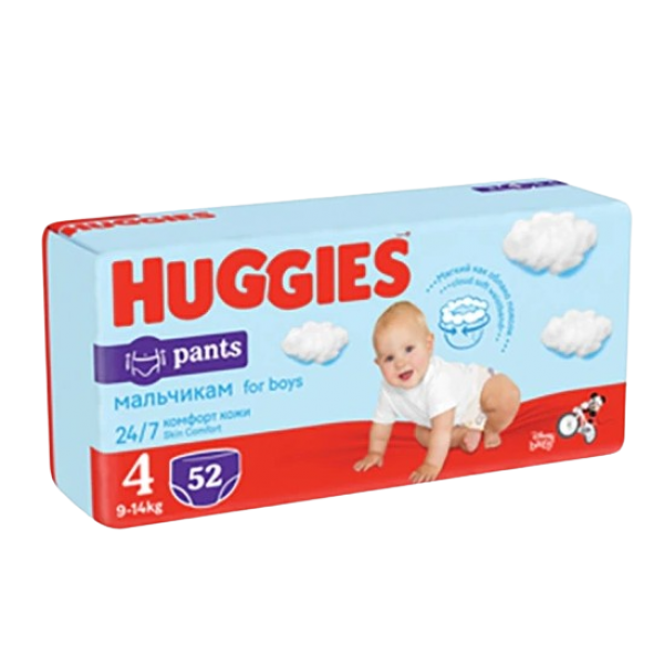Huggies Skin Comfort Pants Boys Nr4 9-14kg 52buc/set 2/bax