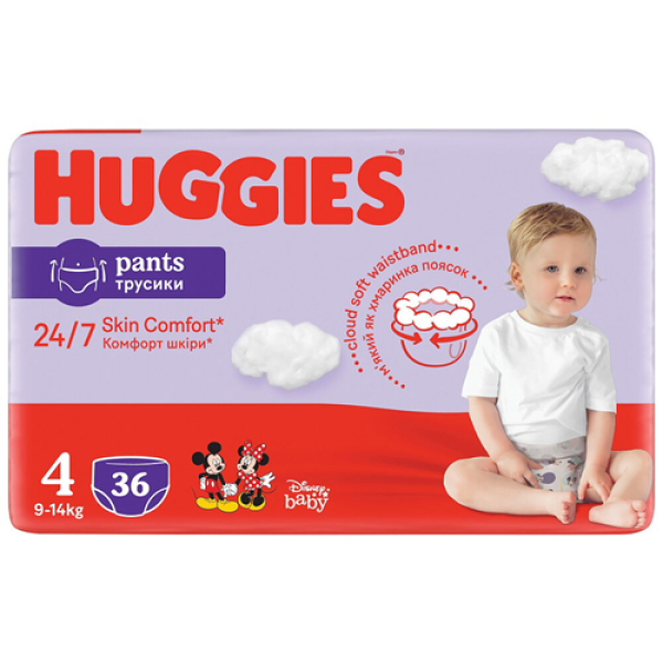 Huggies Skin Comfort Pants Nr4 9-14kg 36buc/set 2/bax