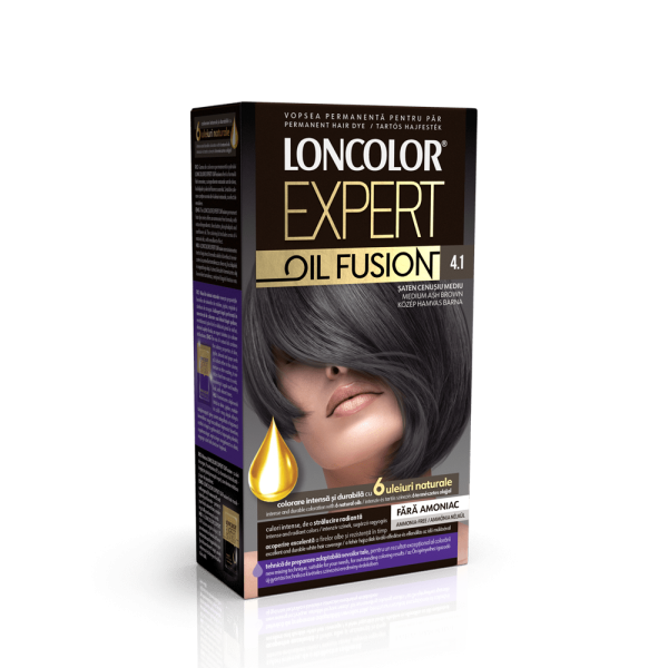 Loncolor Expert Oil Fusion Vopsea Par 4.1 Saten Cenusiu Mediu 5/bax