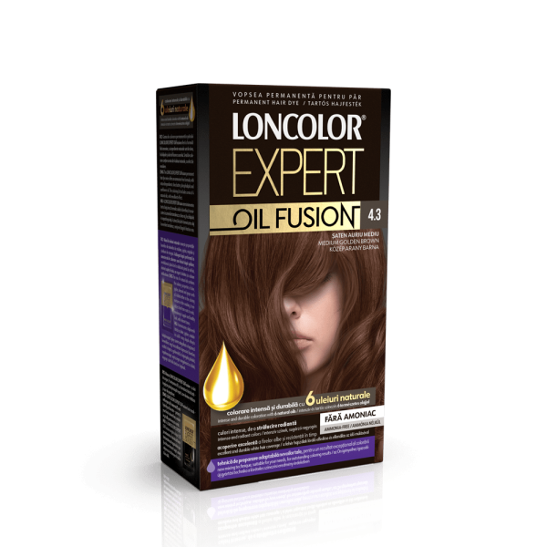 Loncolor Expert Oil Fusion Vopsea Par 4.3 Saten Auriu Mediu 5/bax