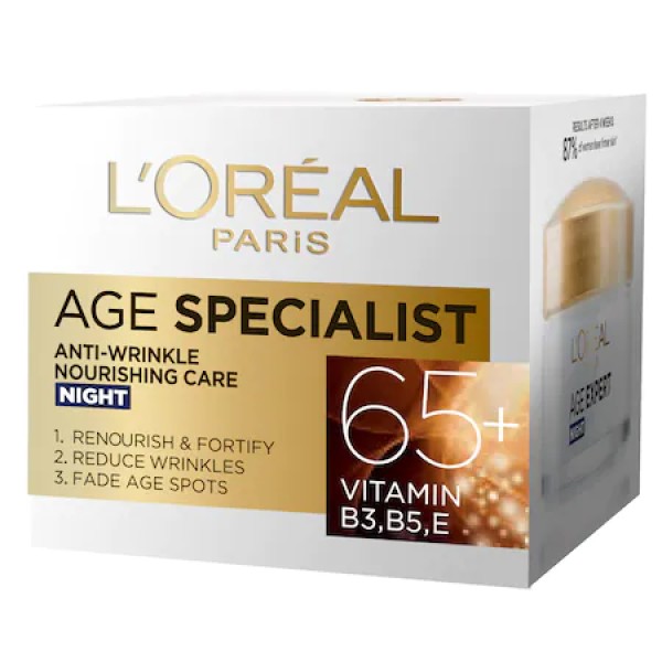 L'oreal Crema Fata Age Specialist Anti-rid Noapte 65+ 50ml 6/bax