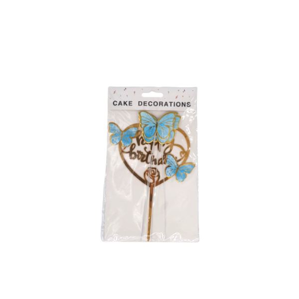 Lve Decoratiune Tort Happy Birthday+fluturi 462-28