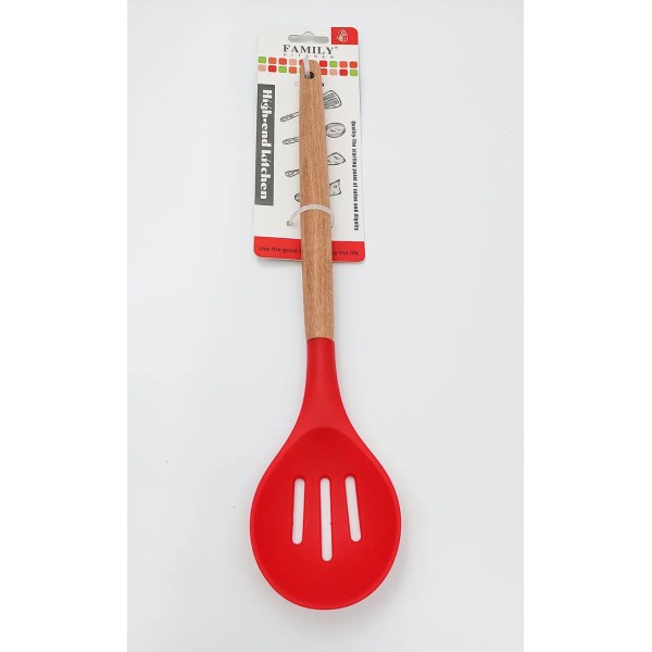 Lve Family Kitchen Lingura Perforata Silicon Maner Bambus 11-5