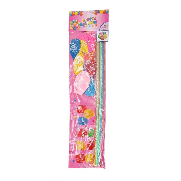 Lve Set Baloane Aniversare+suport Diverse Culori 10buc/set 462-36 Lve Set Baloane Aniversare+suport Diverse Culori 10buc/set 462-36