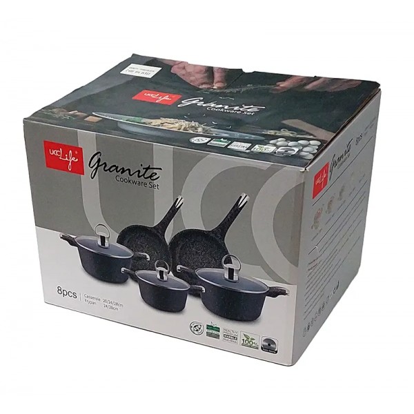 Lve Ucc Life Set 8pcs Cratita+tigaie Aluminiu Cu Manere+capac 555-2 Lve Ucc Life Set 8pcs Cratita+tigaie Aluminiu Cu Manere+capac 555-2