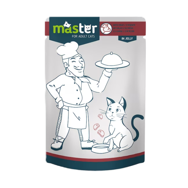 Master Hrana Umeda Pisici Adulte Carne/vita Plic 80gr 24/bax