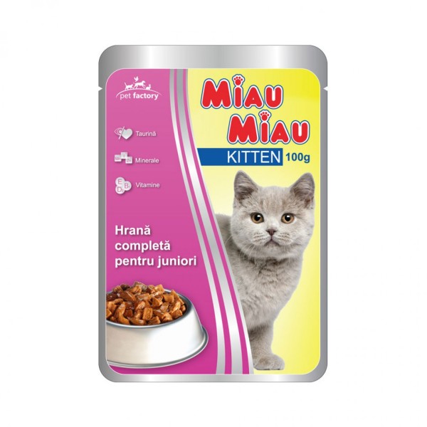 Miau Miau Hrana Pisici Kitten Juniori Plic 100gr 24/bax