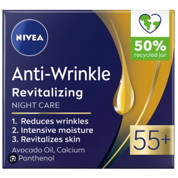 Nivea Crema Fata Anti Rid Noapte 55+ 50ml 3buc/set 12buc/bax