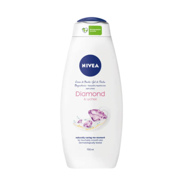 Nivea Gel Dus Diamond&lychee 750ml 12/bax