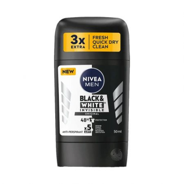 Nivea Stick Men Antiperspirant Invisible B&w Original 50ml 5buc/set 15/bax